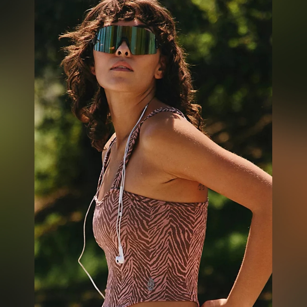Free People Zebra Ribbed Tank Women's Top, Flutter Kick Tank